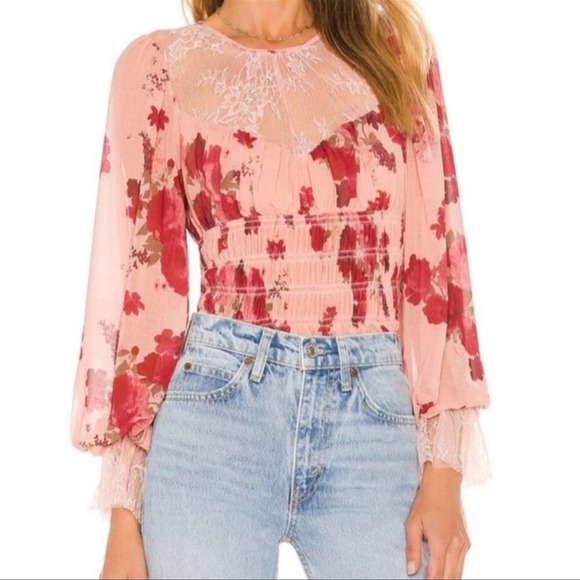 Free People Daphne Holiday blouse romantic combo pink - XS - Picture 2 of 9